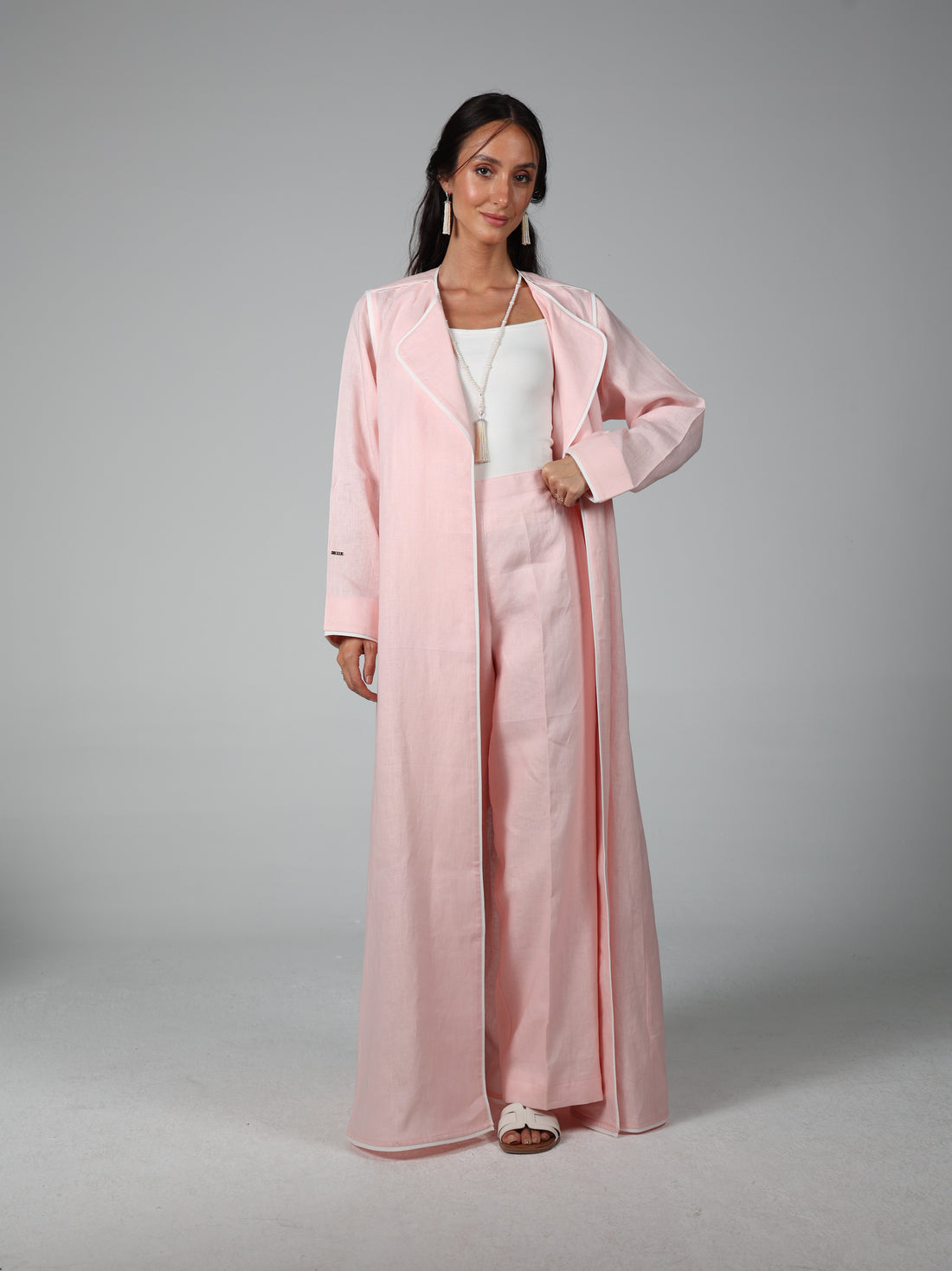 Pure Linen Abaya - Pink