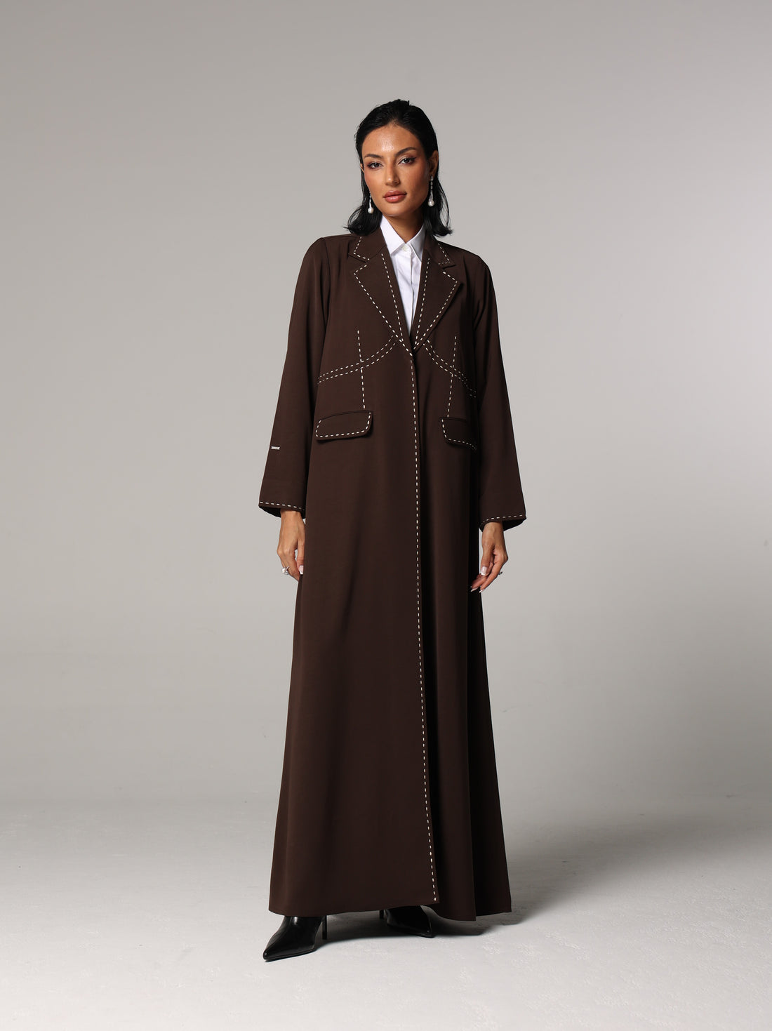 Brown And Beige Jacket Abaya