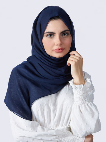 Zaya Cotton Chiffon Hijab — Blueberry Soda