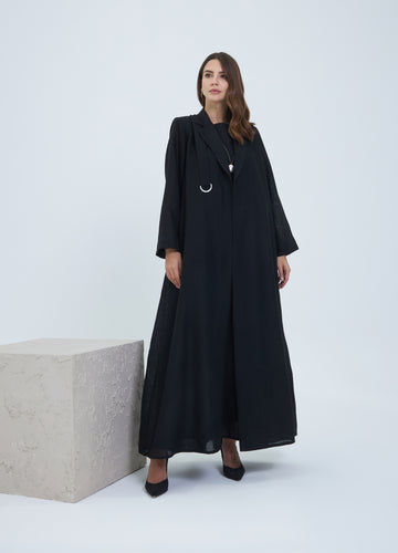 Yara Abaya Linen Set — Black
