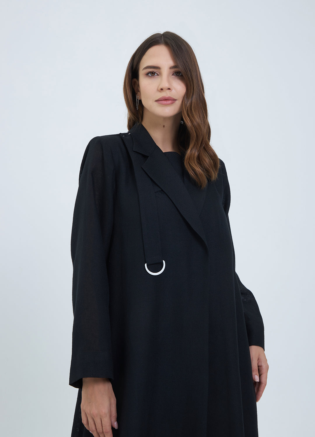 Yara Abaya Linen Set — Black