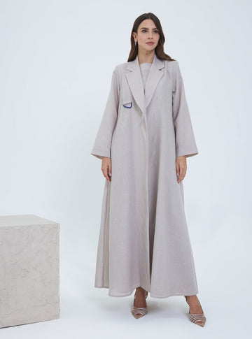 Yara Abaya Linen Set — Beige