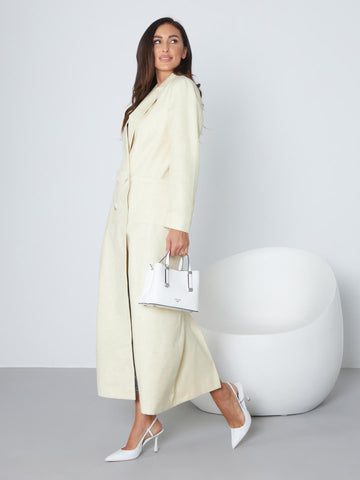 Linen Jacket Abaya - Light Yellow