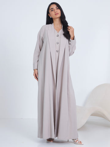Double Front Suit Abaya — Cappuccino