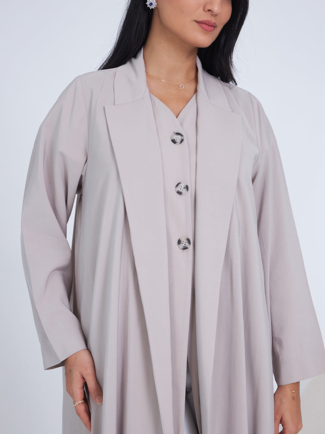 Double Front Suit Abaya — Cappuccino