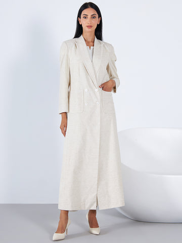 Linen Jacket Abaya - Beige