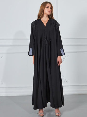 Abaya Set with Jumpsuit - Black