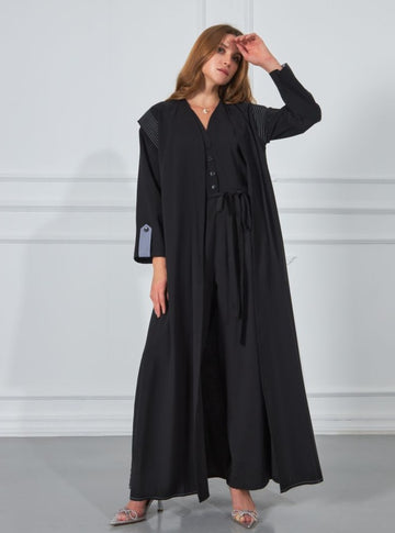 Abaya Set with Jumpsuit - Black