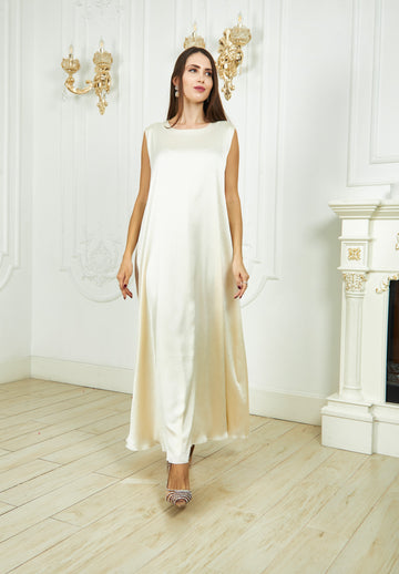 Off-White Silk Dress
