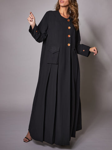 Black Soft Linen Abaya